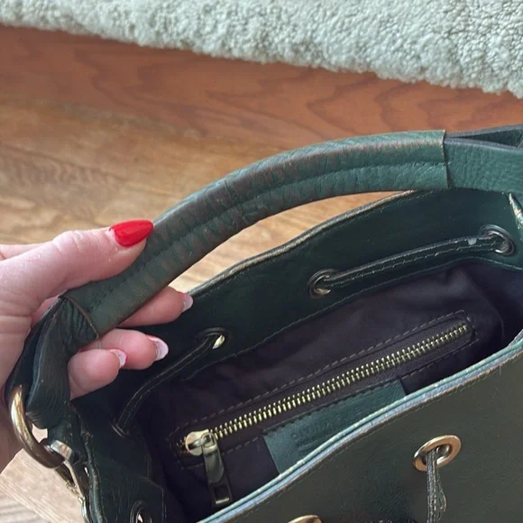 Divina Firenze Small green 2-way bucket bag genuine leather tassels - Picture 11 of 11